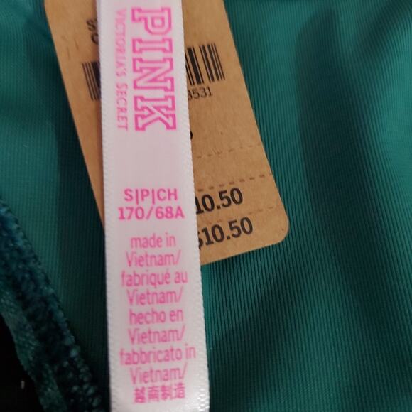 VICTORIA'S SECRET * PINK * Thong String Panty SHINY GREEN VELVET Small NWT - Picture 8 of 9